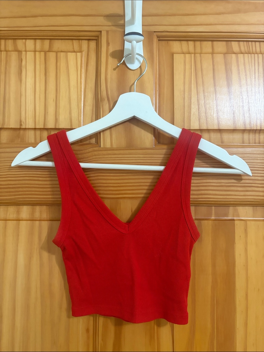 Wild Fable Size XXS Red Ribbed V-Neck Crop Top Tank Top